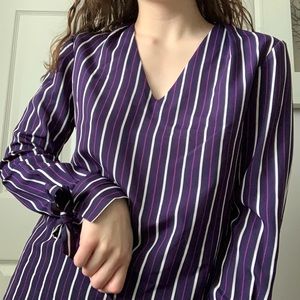Banana Republic Pinstripe Ribbon Wrist Blouse 🍇